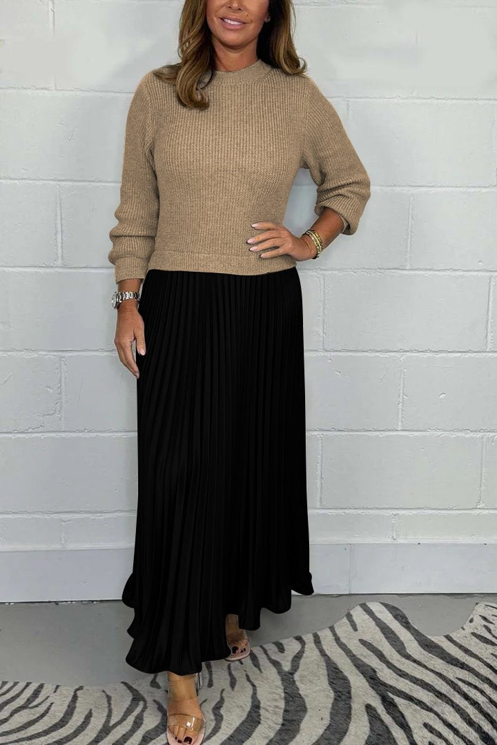 AMBRE™ | Chic Sweater & Pleated Skirt Set