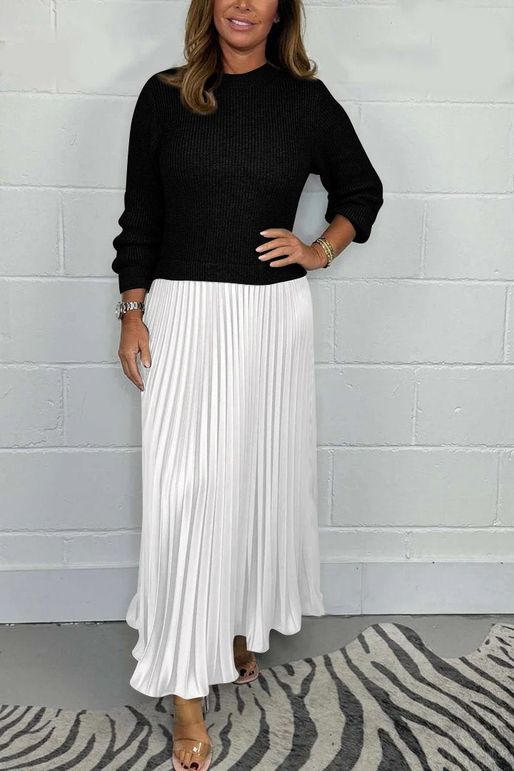 AMBRE™ | Chic Sweater & Pleated Skirt Set