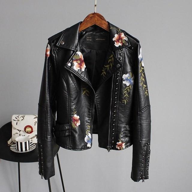 Lora | Floral Leather Jacket