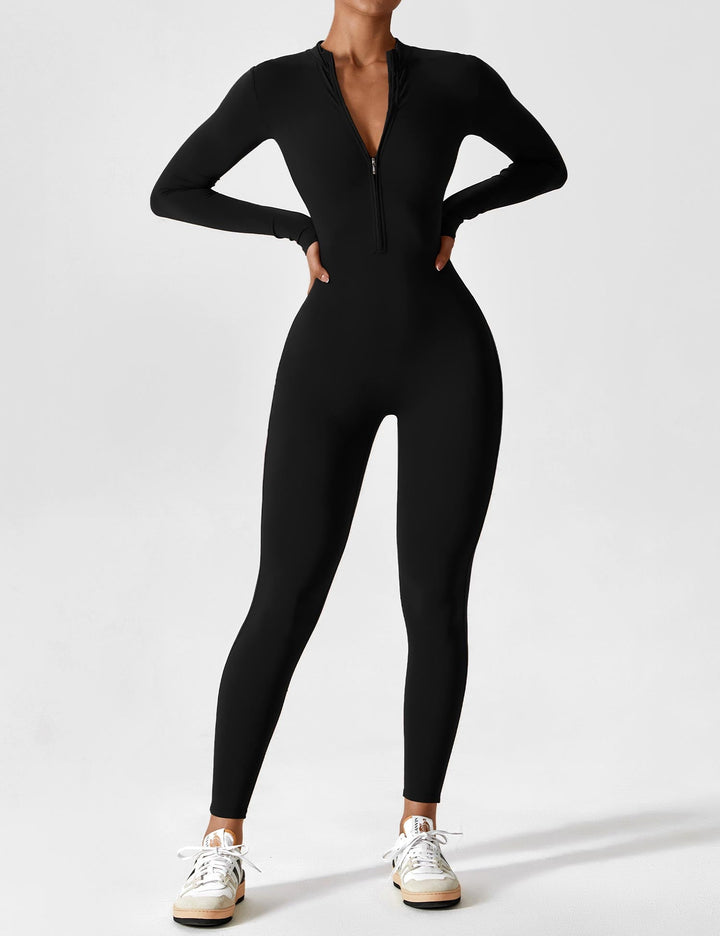 Yeoreo | Long Sleeve Short Sleeve Zipper Jumpsuit