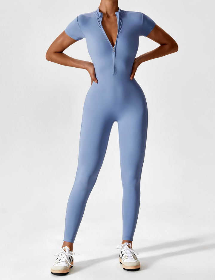 Yeoreo | Long Sleeve Short Sleeve Zipper Jumpsuit