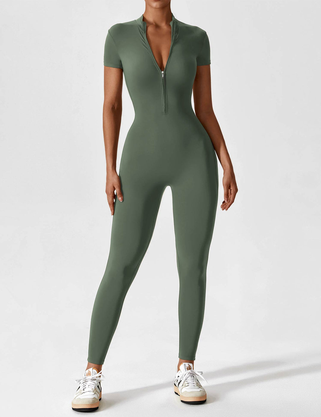 Yeoreo | Long Sleeve Short Sleeve Zipper Jumpsuit