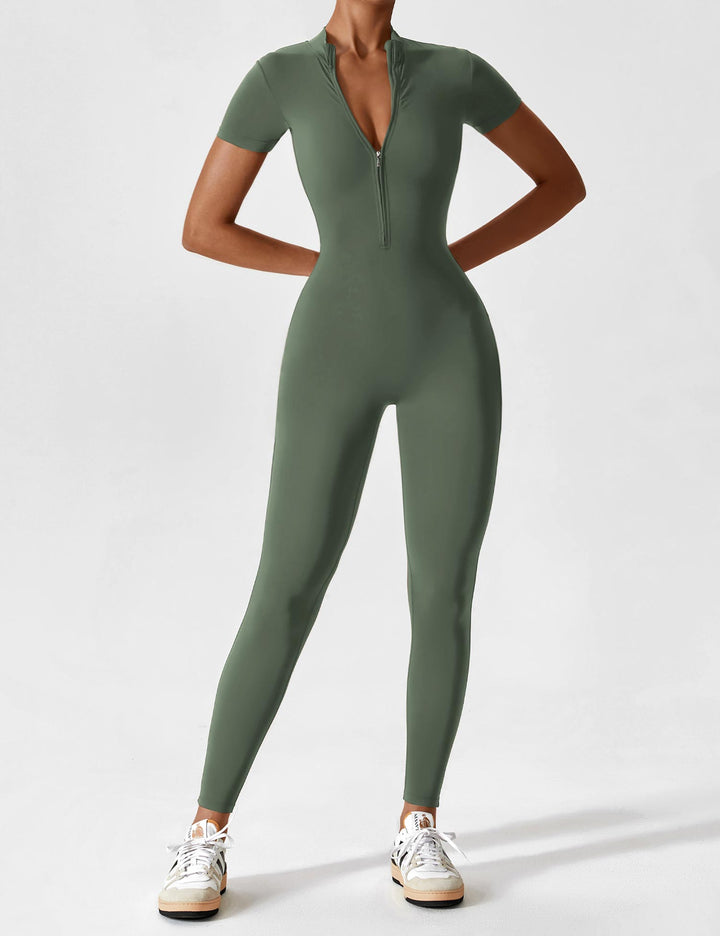 Yeoreo | Long Sleeve Short Sleeve Zipper Jumpsuit