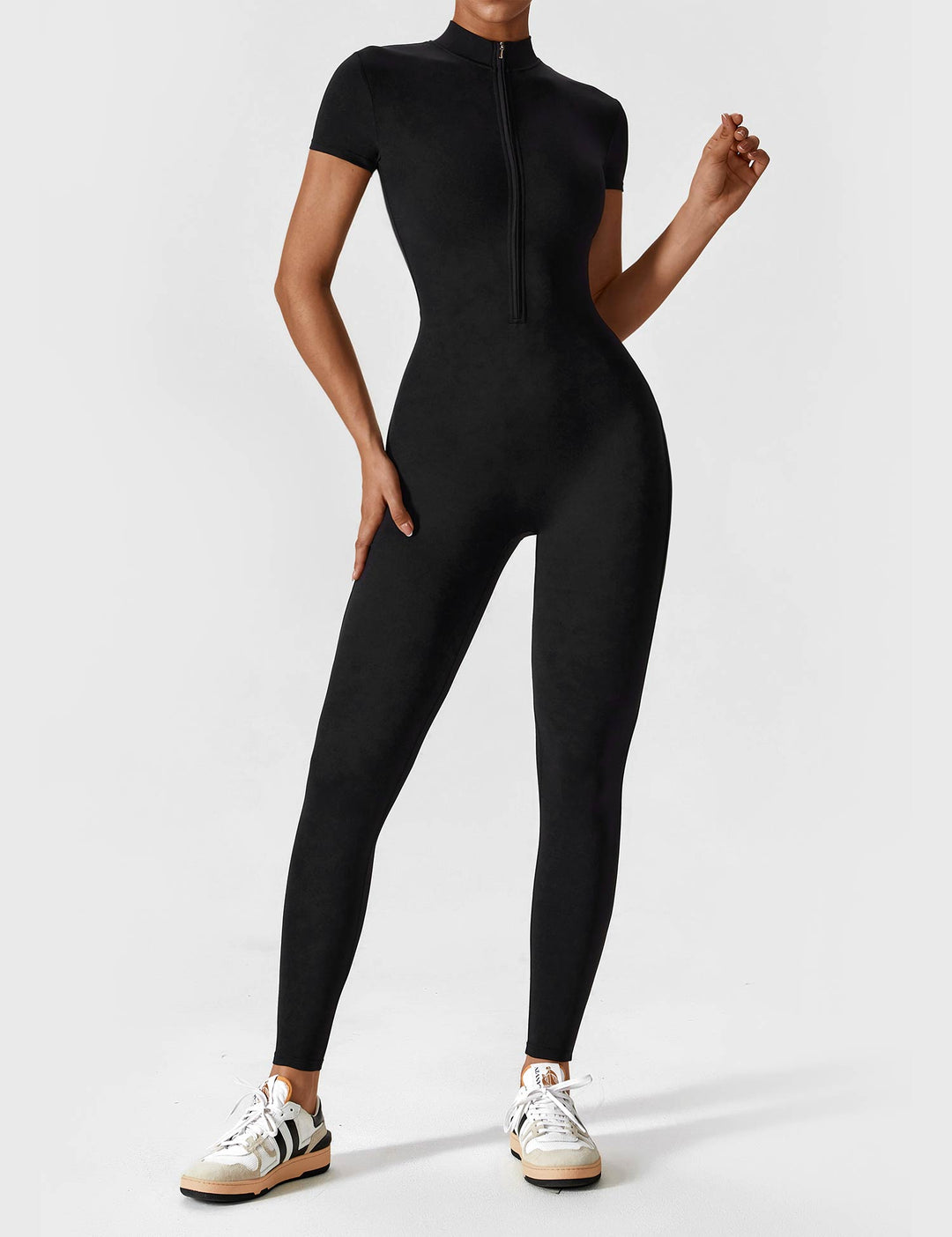 Yeoreo | Long Sleeve Short Sleeve Zipper Jumpsuit