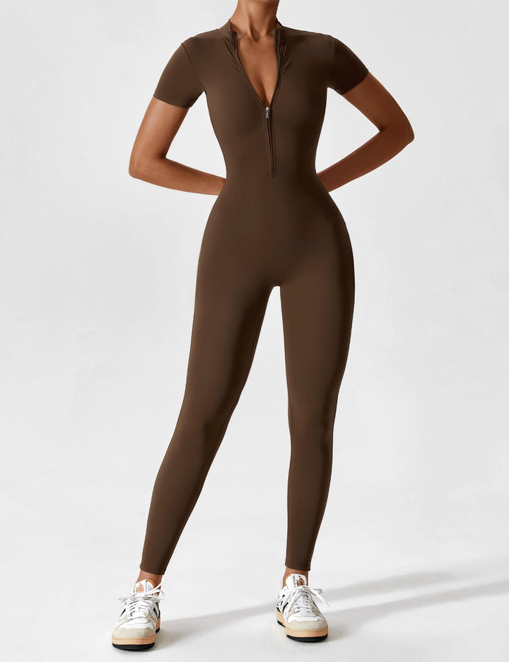 Yeoreo | Long Sleeve Short Sleeve Zipper Jumpsuit